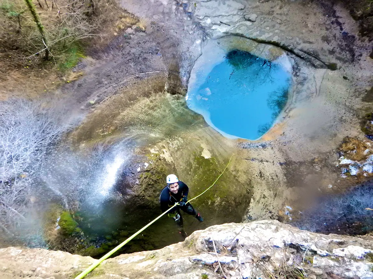 IJscanyoning in de Jura bij La Sandezanne